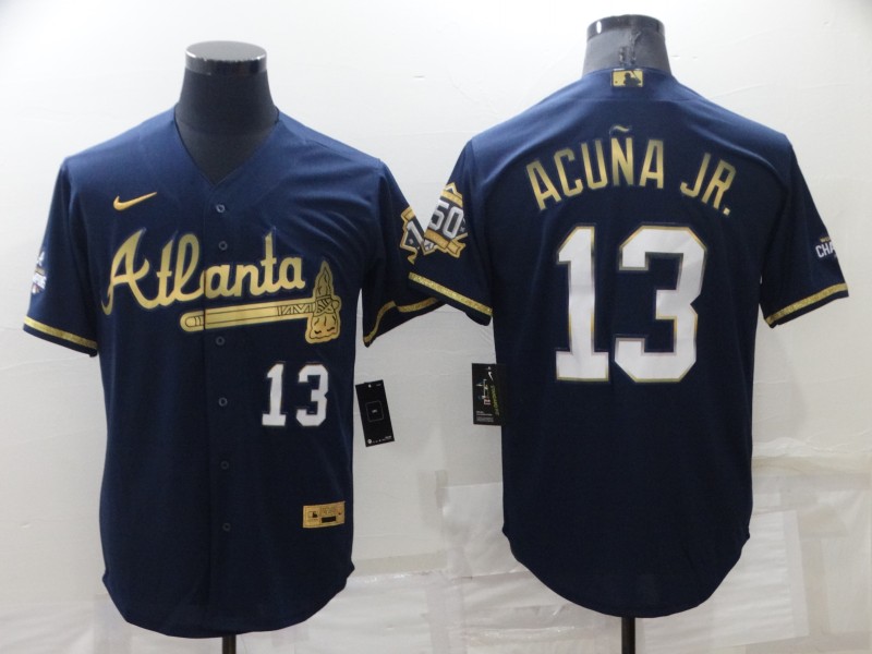 Atlanta Braves Dark Blue Gold MLB Jersey