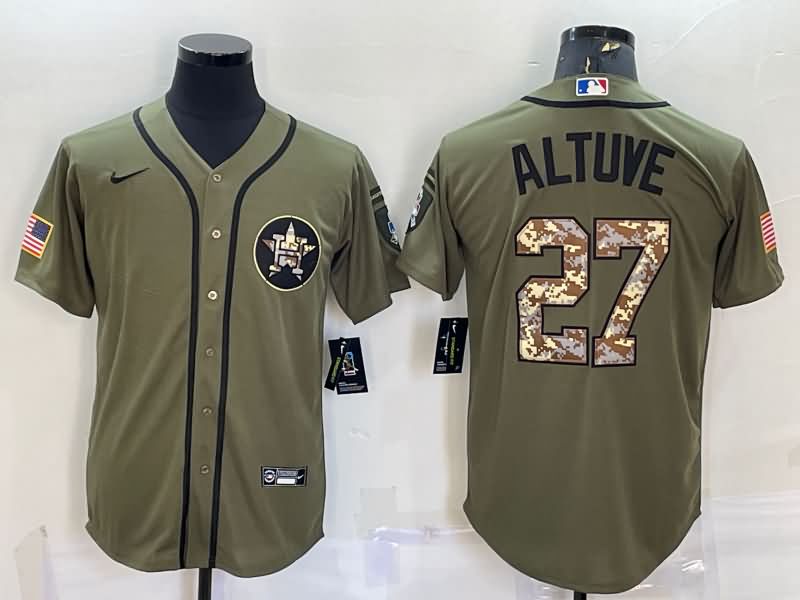 Houston Astros Olive Salute To Service MLB Jersey