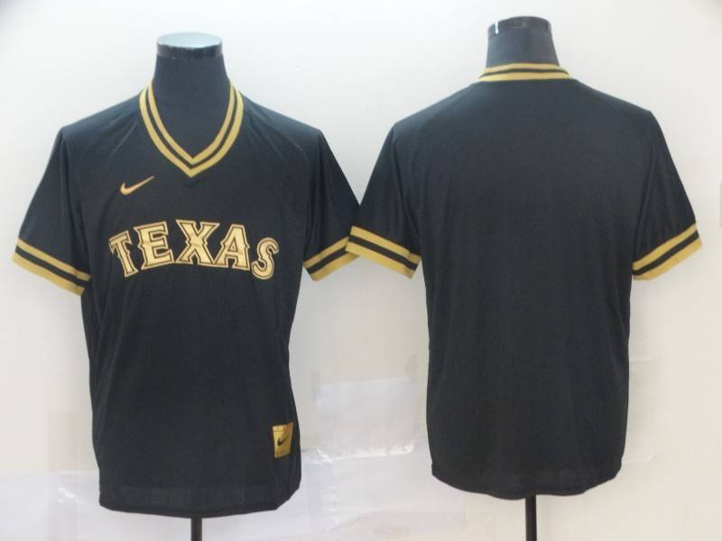 Texas Rangers Black Gold Retro MLB Jersey