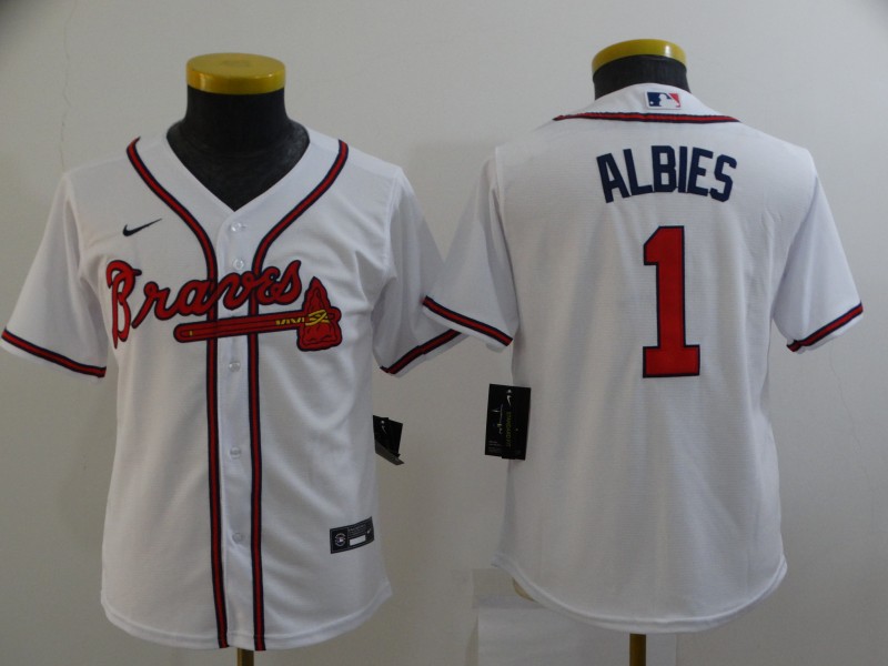 Kids Atlanta Braves White #1 ALBIES MLB Jersey