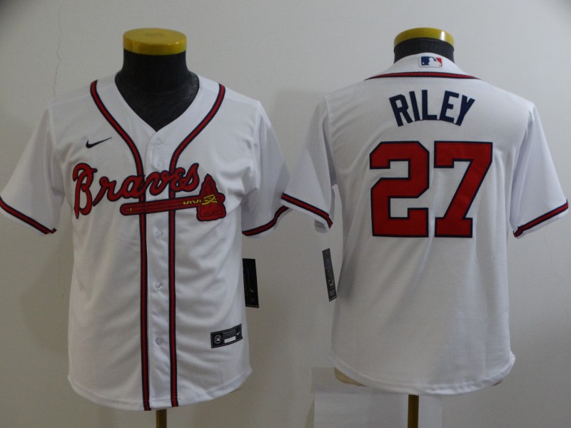 Kids Atlanta Braves White #27 RILEY MLB Jersey