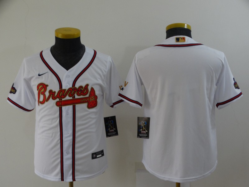 Kids Atlanta Braves White MLB Jersey Custom