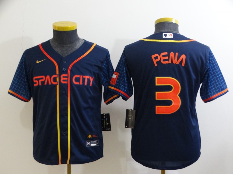 Kids Houston Astros Dark Blue #3 PENA MLB Jersey