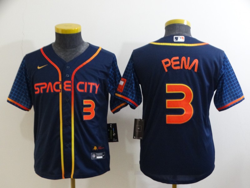 Kids Houston Astros Dark Blue #3 PENA MLB Jersey 02