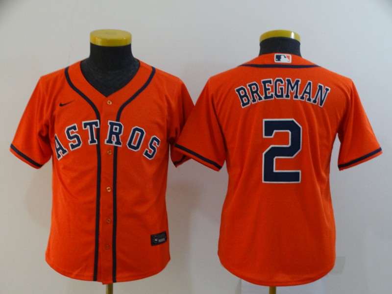 Kids Houston Astros Orange #2 BREGMAN MLB Jersey