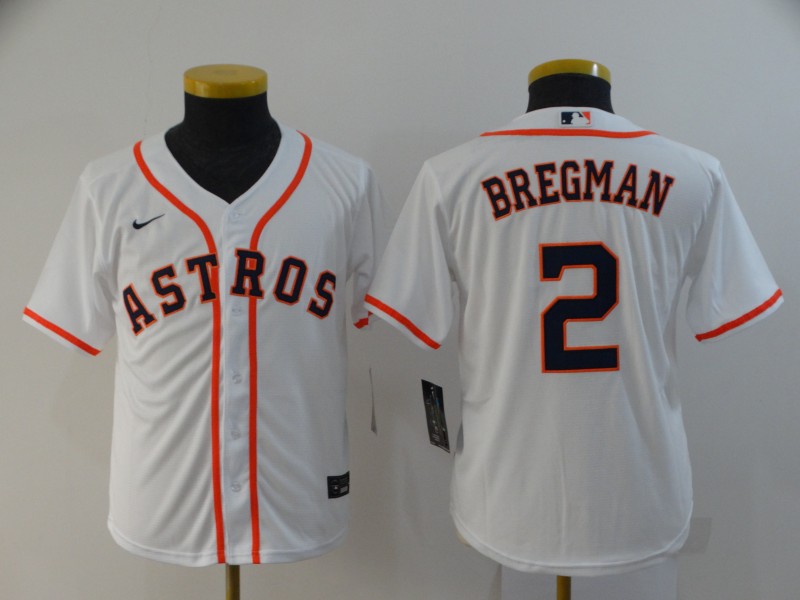 Kids Houston Astros White #2 BREGMAN MLB Jersey