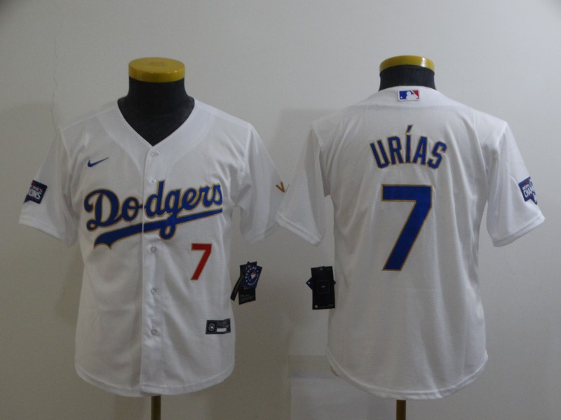Kids Los Angeles Dodgers White #7 URIAS MLB Jersey