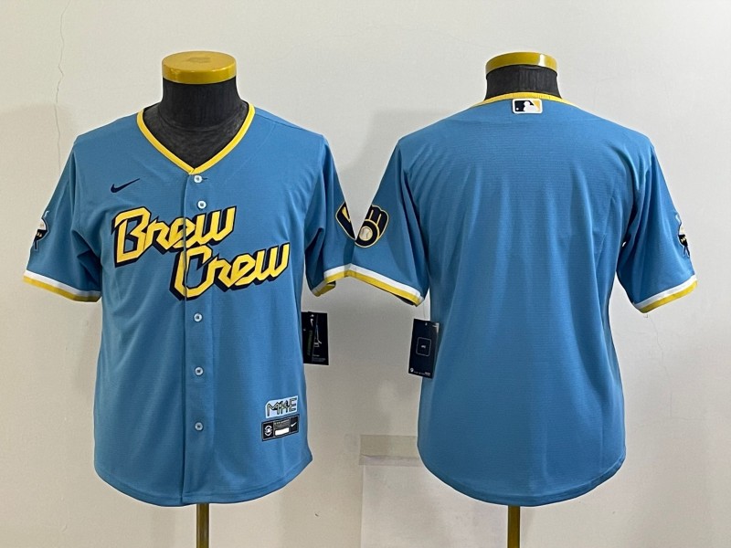 Kids Milwaukee Brewers Blue MLB Jersey Custom