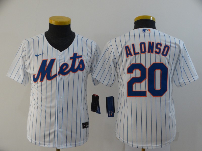 Kids New York Mets White #20 ALONSO MLB Jersey