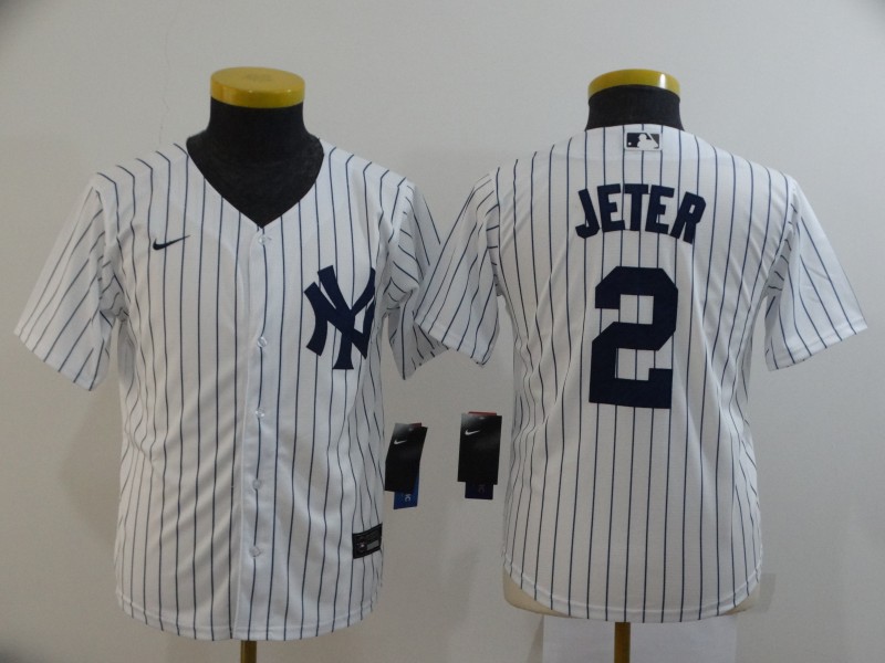 Kids New York Yankees White #2 JETER MLB Jersey