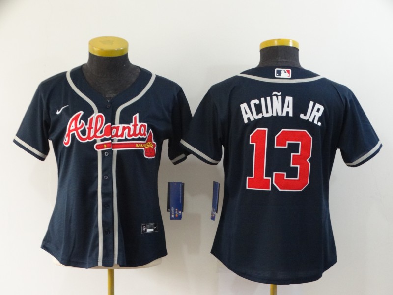 Atlanta Braves #13 ACUNA JR. Dark Blue Women MLB Jersey