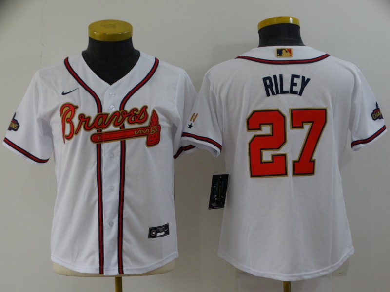 Atlanta Braves White #27 RILEY Women MLB Jersey