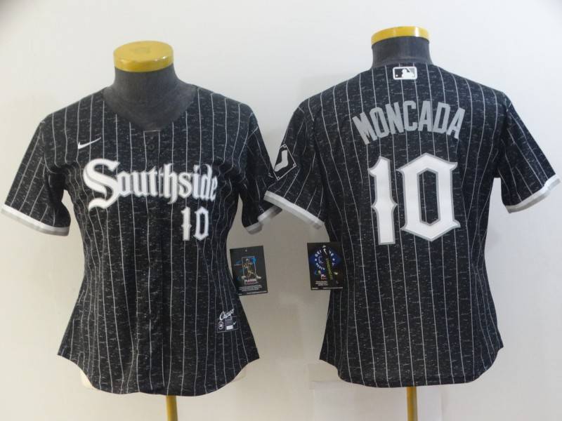 Chicago White Sox #10 MONCADA Black Women MLB Jersey