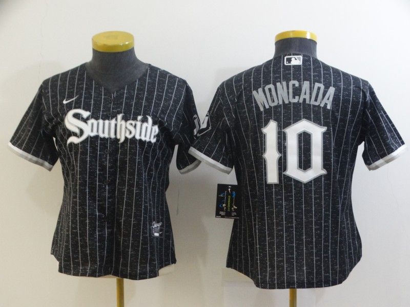 Chicago White Sox #10 MONCADA Black Women MLB Jersey 02