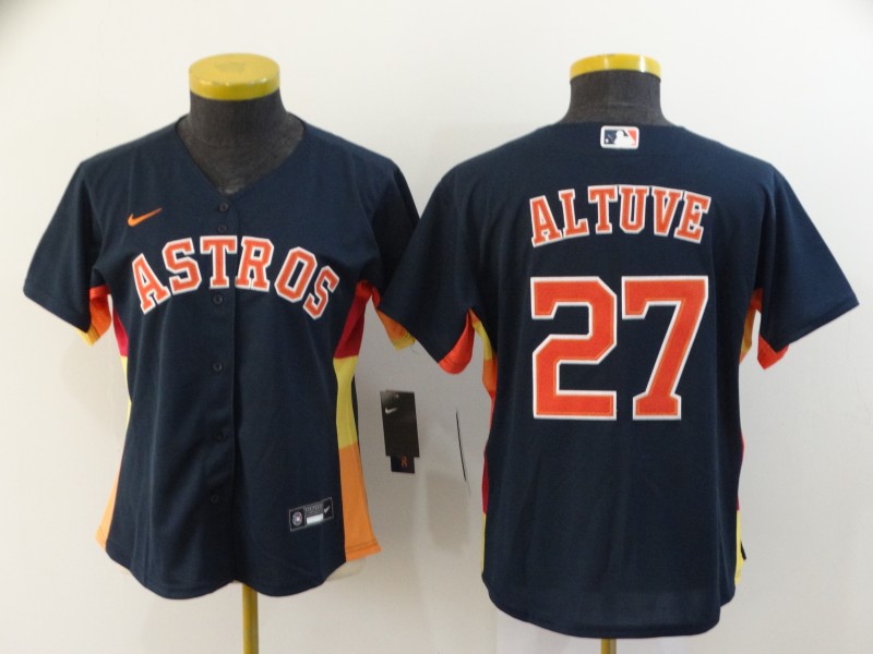 Houston Astros #27 ALTUVE Dark Blue Women MLB Jersey