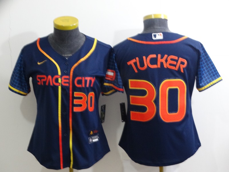 Houston Astros Dark Blue #30 TUCKER Women MLB Jersey