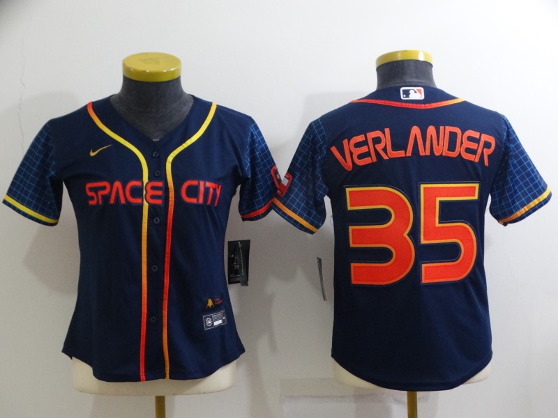 Houston Astros Dark Blue #35 VERLANDER Women MLB Jersey