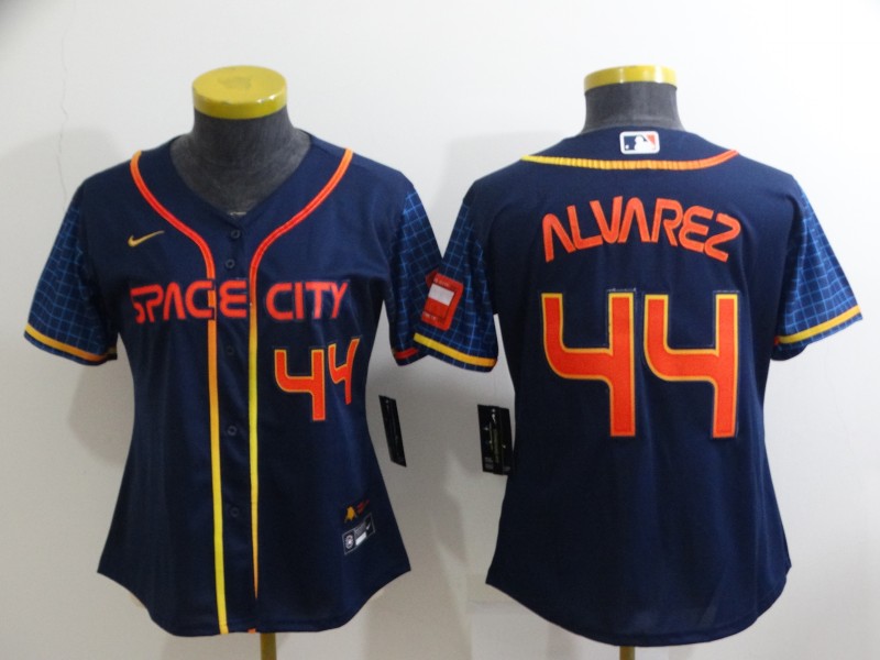 Houston Astros Dark Blue #44 ALVAREZ Women MLB Jersey 02