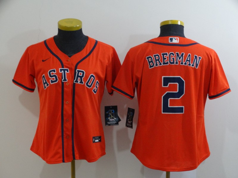 Houston Astros #2 BREGMAN Orange Women MLB Jersey