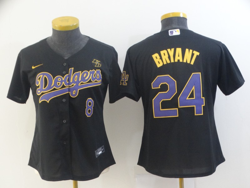 Los Angeles Dodgers #8 #24 BRYANT Black Women MLB Jersey 02