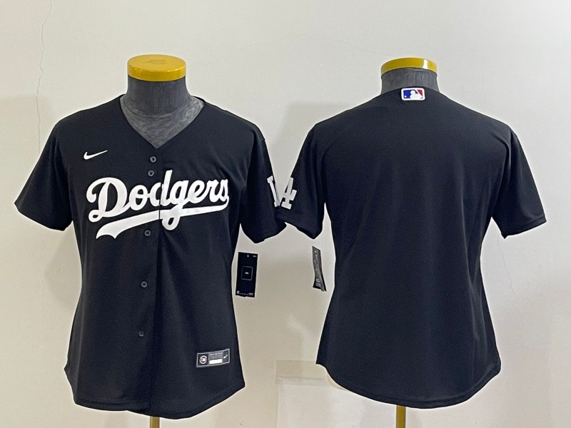 Los Angeles Dodgers Black Custom Women MLB Jersey