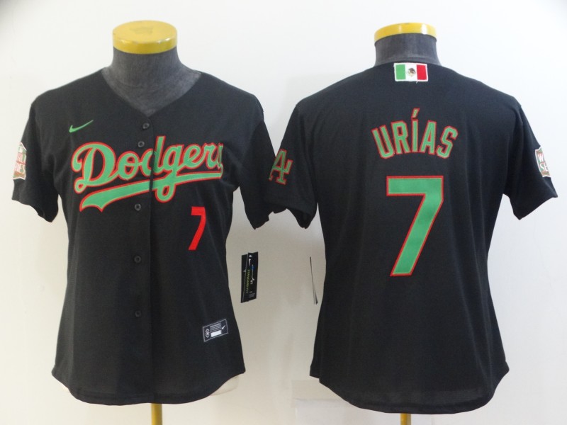 Los Angeles Dodgers #7 URIAS Black Green Women MLB Jersey