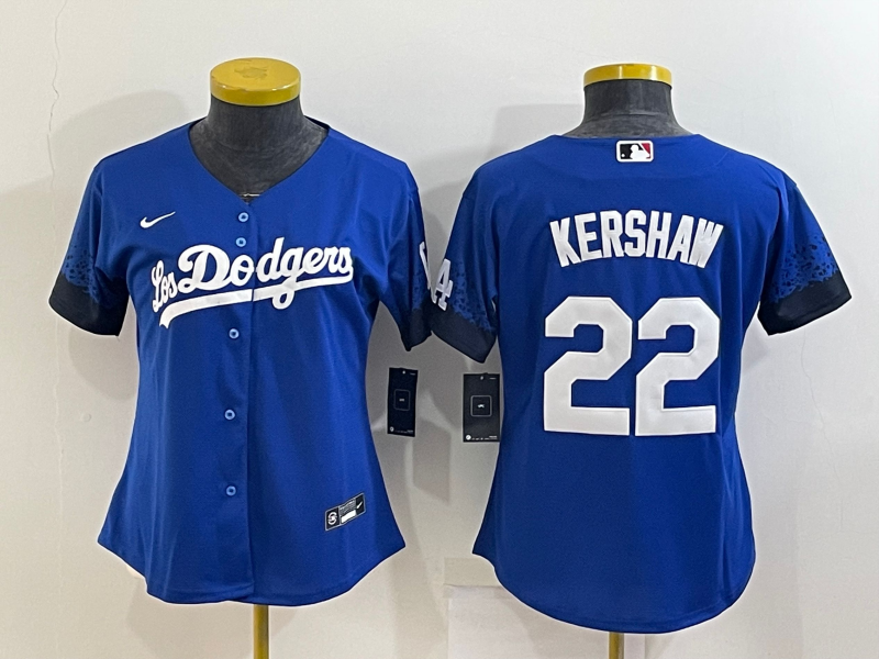 Los Angeles Dodgers Blue #22 KERSHAW Women MLB Jersey