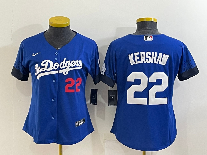 Los Angeles Dodgers Blue #22 KERSHAW Women MLB Jersey 02