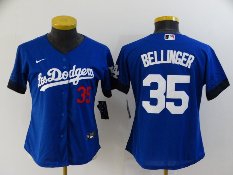 Los Angeles Dodgers Blue #35 BELLINGER Women MLB Jersey 02