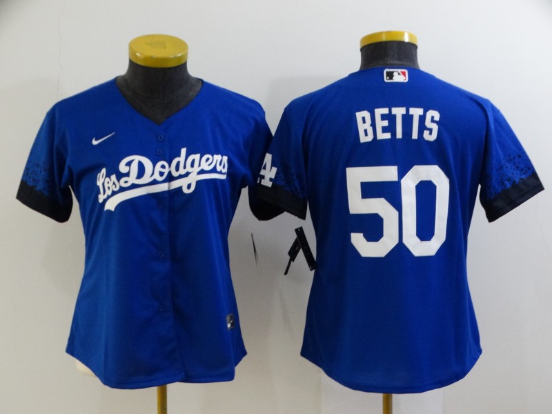 Los Angeles Dodgers Blue #50 BETTS Women MLB Jersey 02