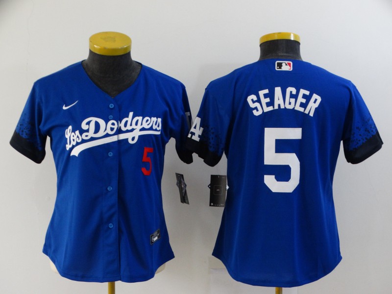 Los Angeles Dodgers Blue #5 SEAGER Women MLB Jersey 02