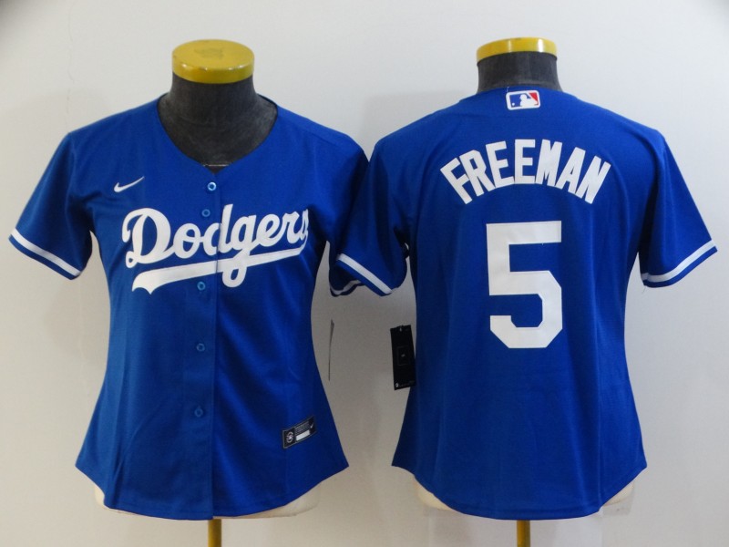 Los Angeles Dodgers Blue #5 FREEMAN Women MLB Jersey 02