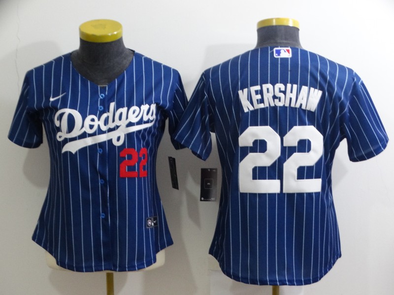 Los Angeles Dodgers Dark Blue #22 KERSHAW Retro Women MLB Jersey