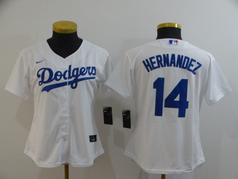 Los Angeles Dodgers #14 HERNANDEZ White Women MLB Jersey