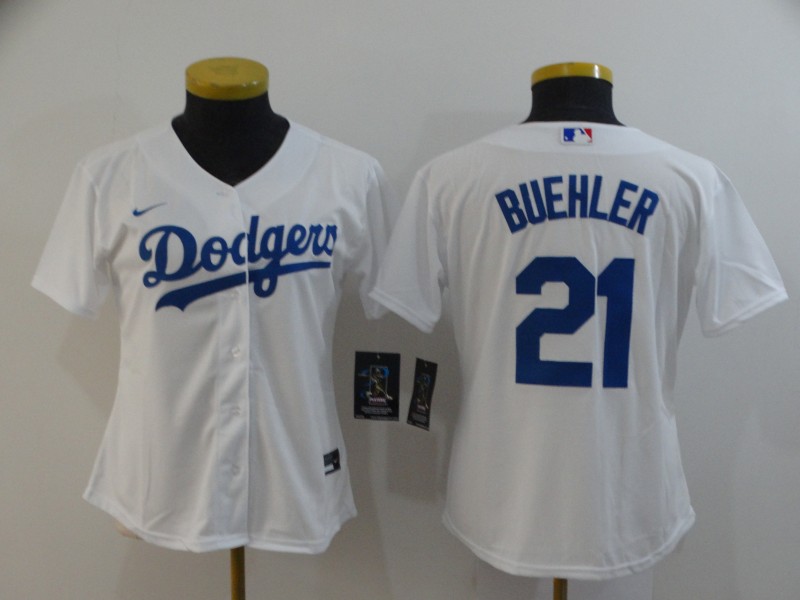 Los Angeles Dodgers #21 BUEHLER White Women MLB Jersey