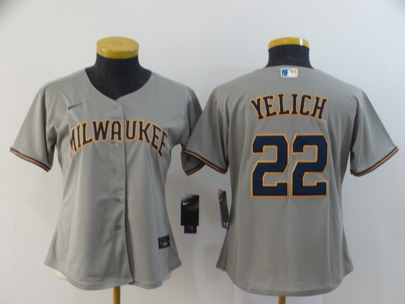 Milwaukee Brewers #22 YELICH Grey Women MLB Jersey