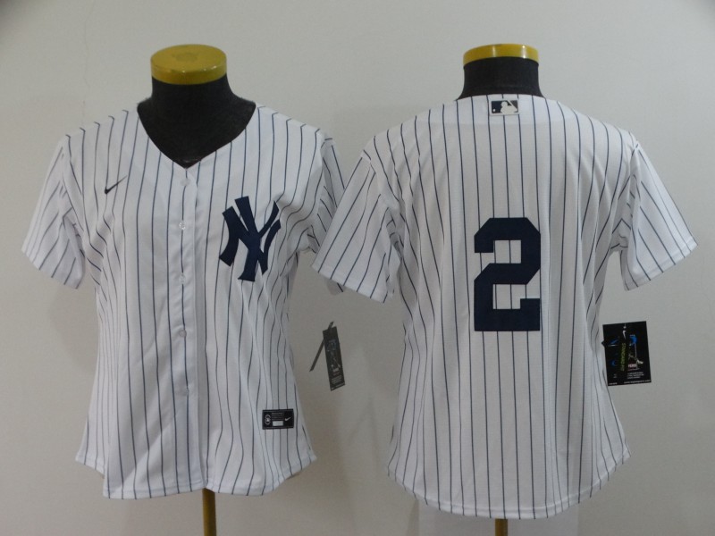 New York Yankees #2 JETER White Women MLB Jersey