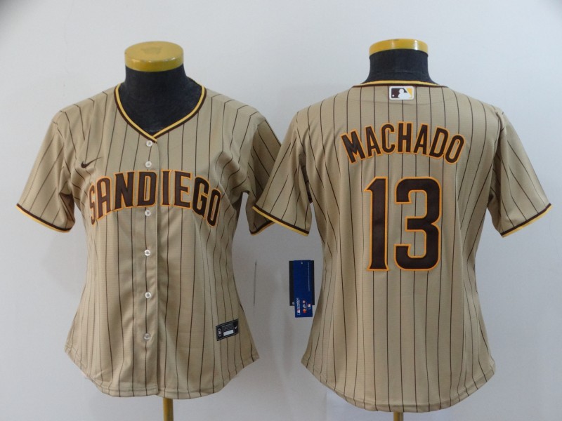 San Diego Padres #13 MACHADO Tan Women MLB Jersey