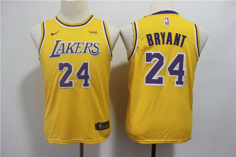 Los Angeles Lakers Yellow BRYANT #24 Young NBA Jersey (Stitched)