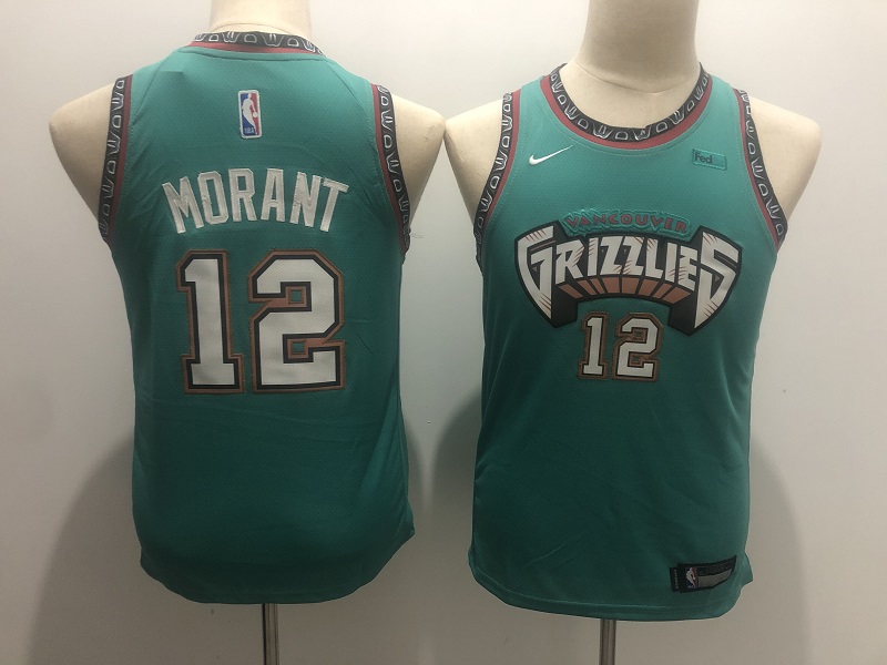 Memphis Grizzlies Green MORANT #12 Youth NBA Jersey (Stitched)