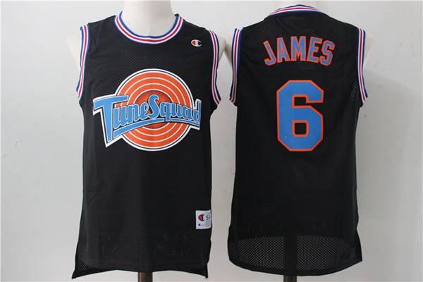 Movie Space Jam Black #6 JAMES Basketball Jersey (Stitched)