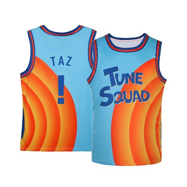 Movie Space Jam TAZ #! Blue Yellow Basketball Jersey (Stitched)