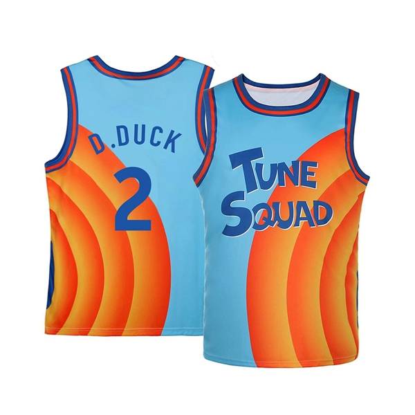 Movie Space Jam D.DUCK #2 Blue Yellow Basketball Jersey (Stitched)