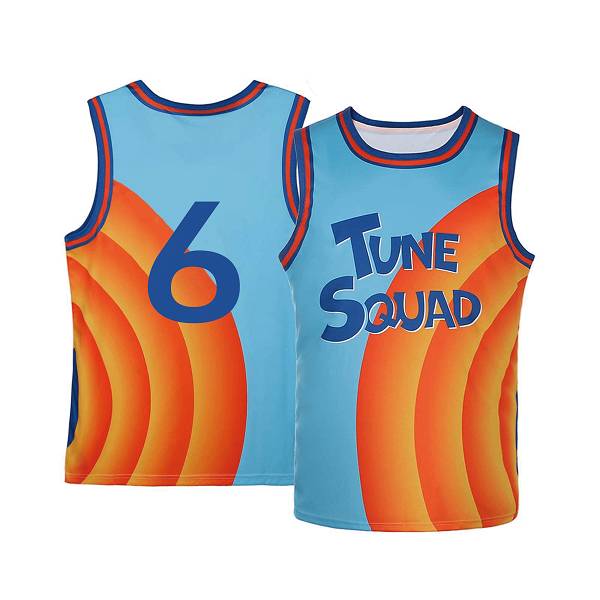 Movie Space Jam #6 Blue Yellow Basketball Jersey (Stitched) 02