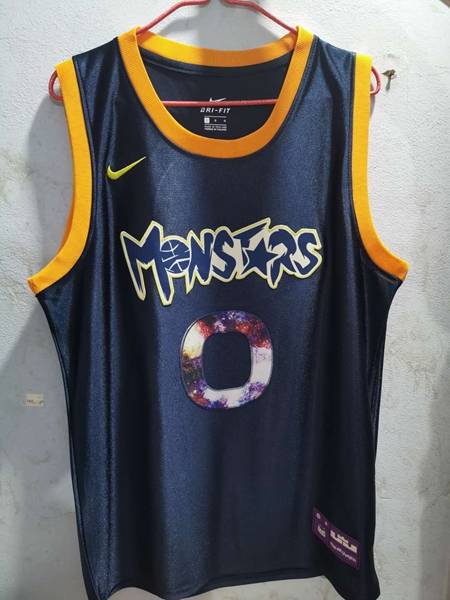 Movie Space Jam Dark Blue #0 Basketball Jersey (Stitched)