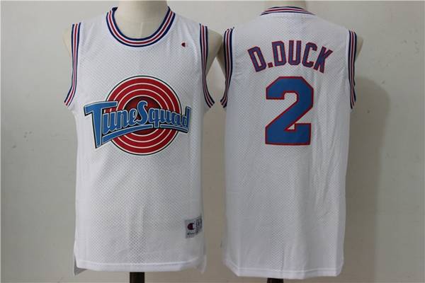 Movie Space Jam White #2 D.DUCK Basketball Jersey (Stitched)
