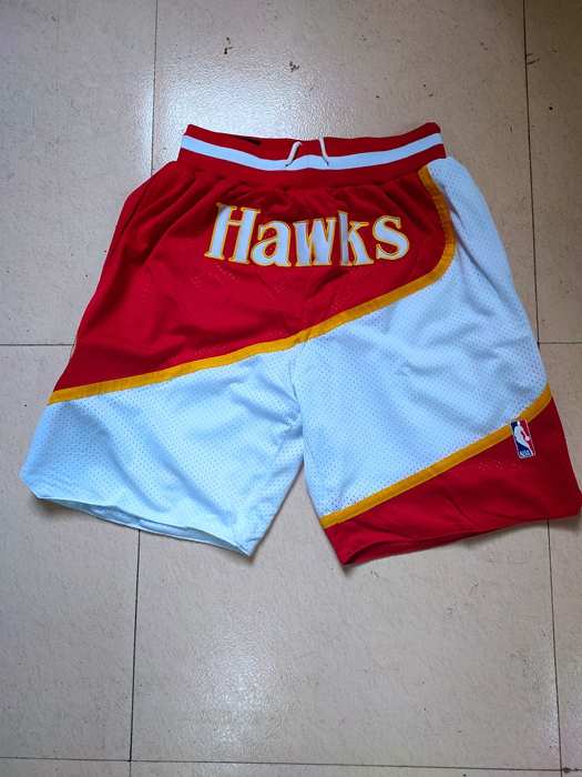 Atlanta Hawks Just Don White Red NBA Shorts