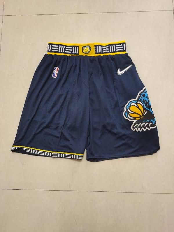 Memphis Grizzlies Dark Blue Basketball Shorts 02