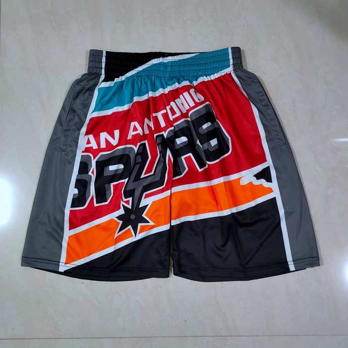 San Antonio Spurs Mitchell&Ness Black Red NBA Shorts