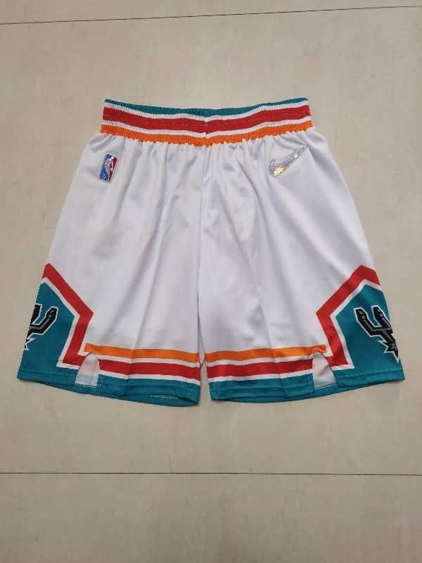 San Antonio Spurs White Basketball Shorts 02